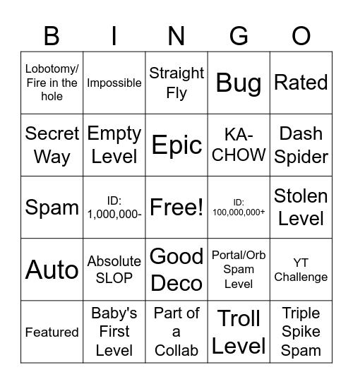 Random Tab Bingo Card