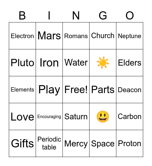 Romans 12 Bingo Card