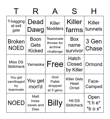 Ultimate DBD Bingo Card