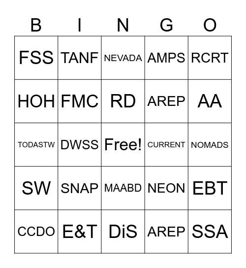 DWSS TODASTW Bingo Card