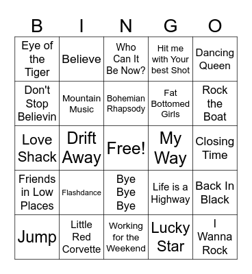 Dj JayMac Sing Alongs Bingo Card