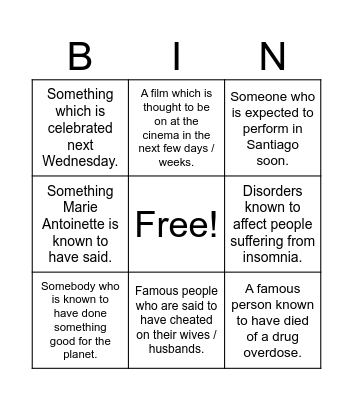 Pasive Reporting Verbs Bingo Card