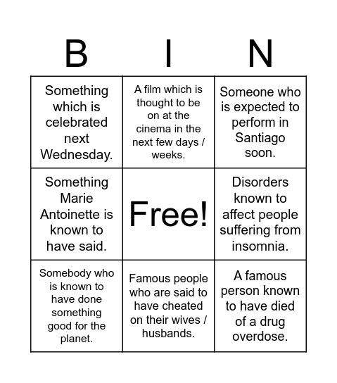 Pasive Reporting Verbs Bingo Card