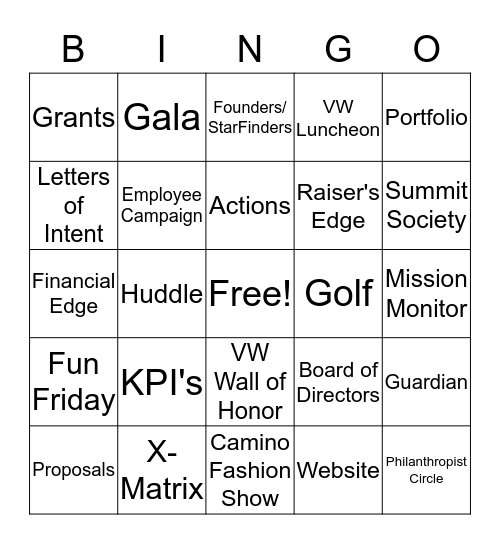 Mission Hospital Foundation Bingo Card