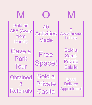 PS Mother's Day Bingo Card