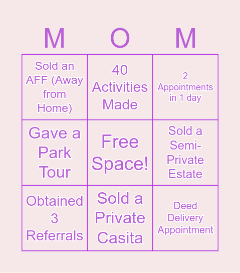 PS Mother's Day Bingo Card