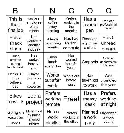 Connect & Collet Bingo Card