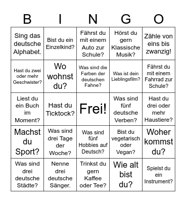 Menschenbingo Card