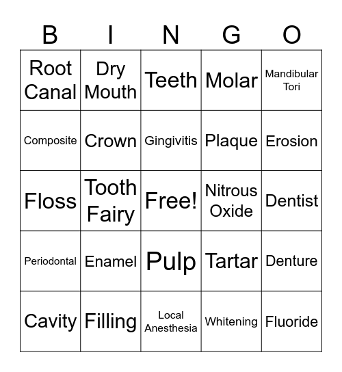 My Shiny Teeth and Me Bingo Card