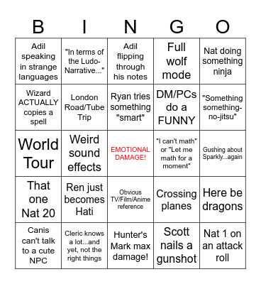 D&D Bingo Card