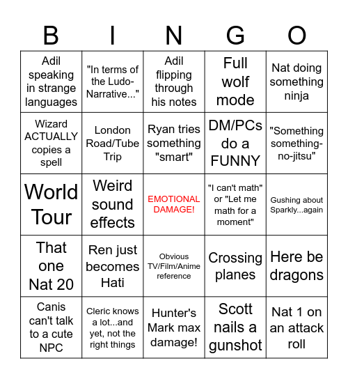 D&D Bingo Card