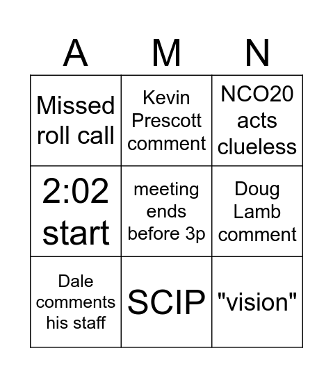 VISN20 CAM Bingo Card