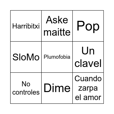 BINGO TRABESTI MUSIKALA Bingo Card
