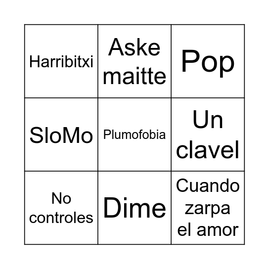 BINGO TRABESTI MUSIKALA Bingo Card