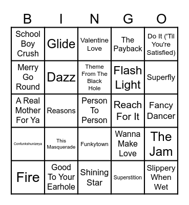 70's Funk Bingo Card