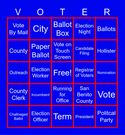 ELECTION OFFICER Bingo Card