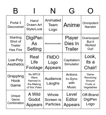 Showcase 2024 Bingo Card