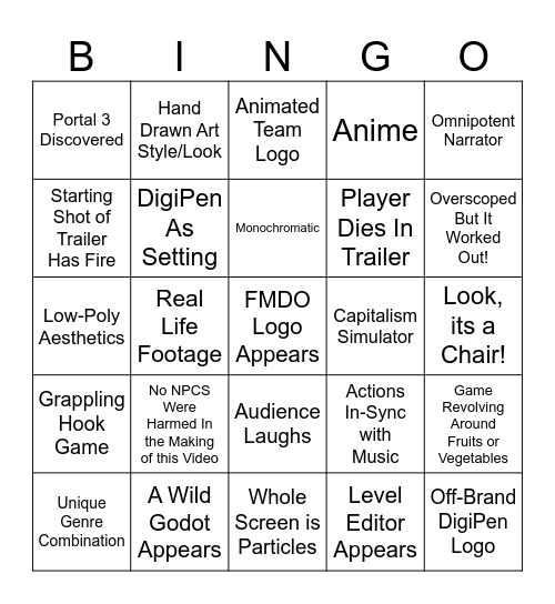 Showcase 2024 Bingo Card