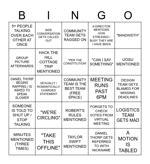 ALL-HANDS MEETING Bingo Card