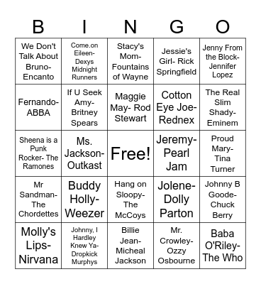 Names in the Title Bingo Card