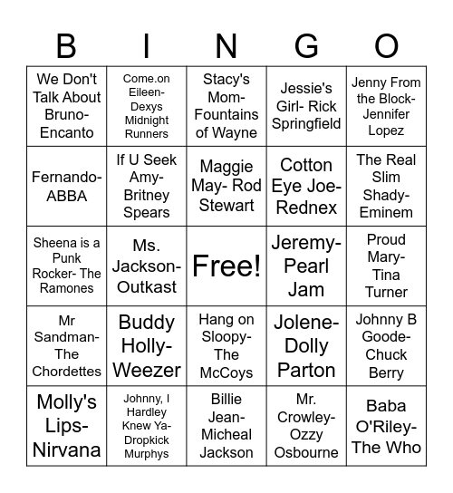 Names in the Title Bingo Card