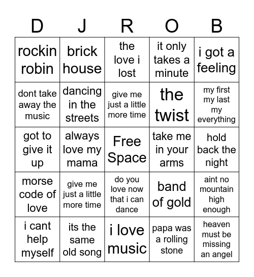 oldies n motown 2 Bingo Card