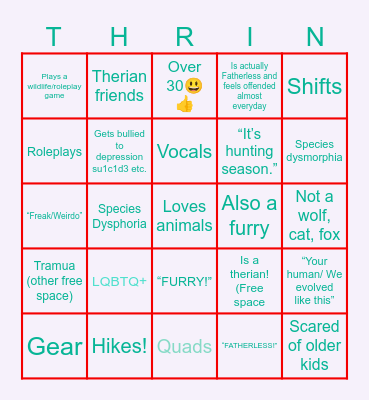 Therian bingo! Bingo Card