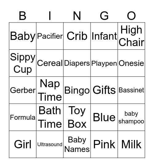 Regina & Richard Babyshower Bingo Card