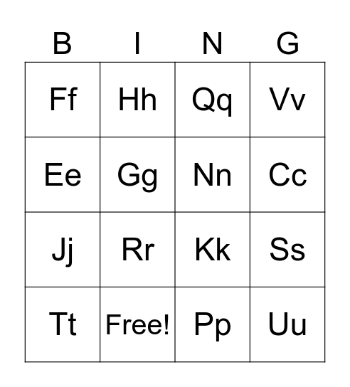 a-v phonics Bingo Card