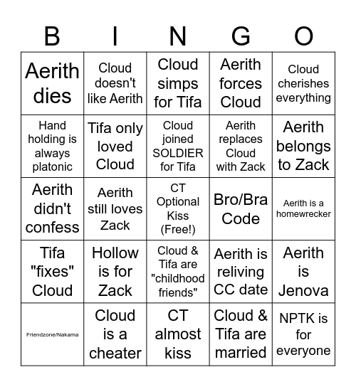 CT Arguments Bingo Card