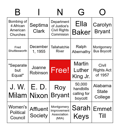 Civil Rights In An Affluent Sociert Bingo Card