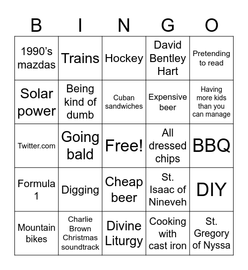 True Leveller Bingo Card