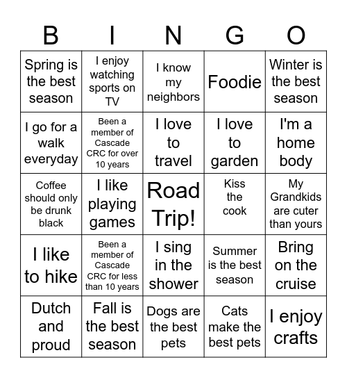 Human Bingo Card