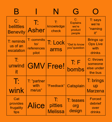 T&C bingo Card