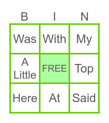 Sight Spinning Bingo Card