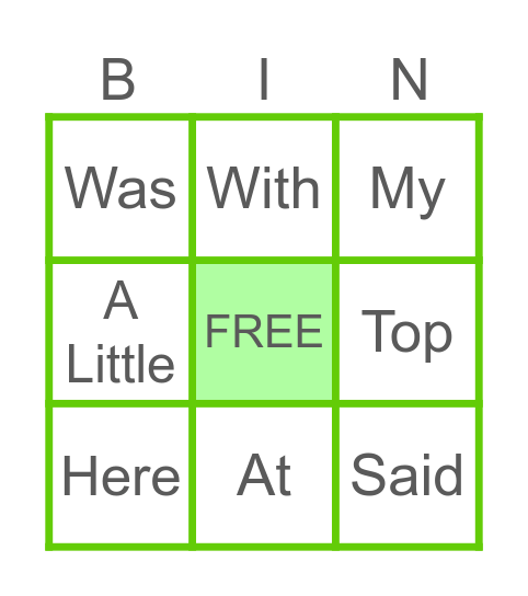 Sight Spinning Bingo Card