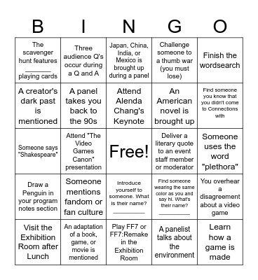 Connections 2024 Bingo Card