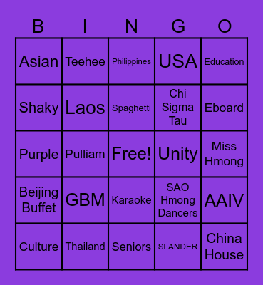 SAO Spring Reception Bingo! Bingo Card