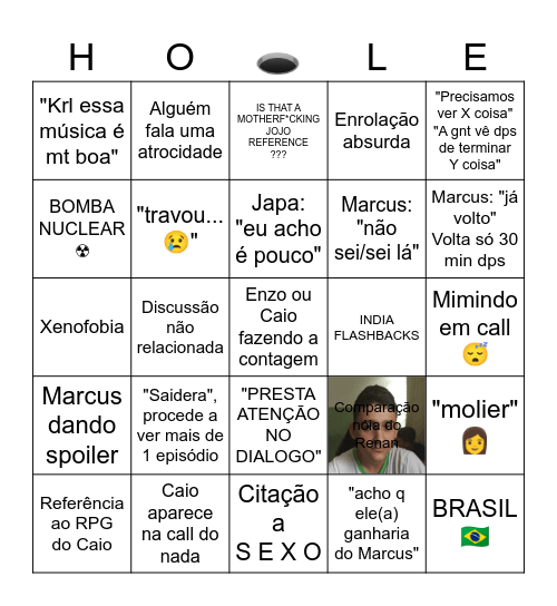 Bingo do buraco Bingo Card