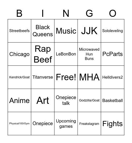 Jasson Bingo Card