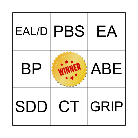 ACRONYM BINGO Card