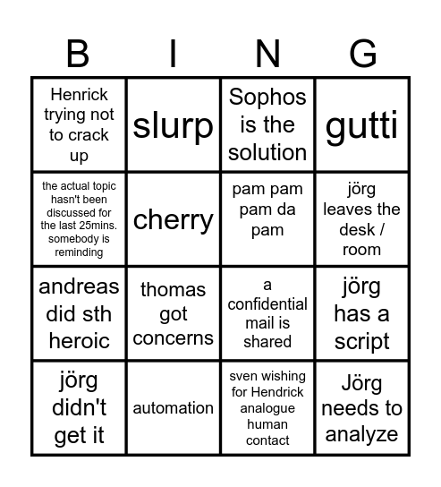 JF Bingo Card