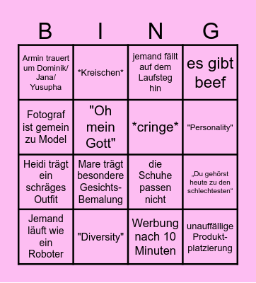 GNTM 2024 Bingo Card