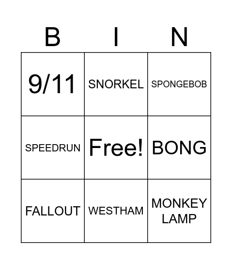 INFINITE CRAFT Bingo Card