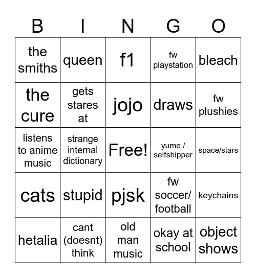 romano bingo bongo Bingo Card