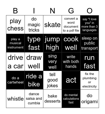 Bingo "abilities" Bingo Card