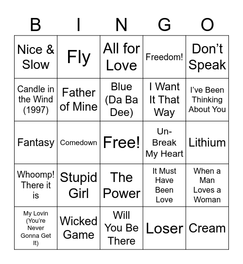 TOTALLY 90'S Bingo Card