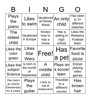 Ms. Cooper's Class Bingo Card