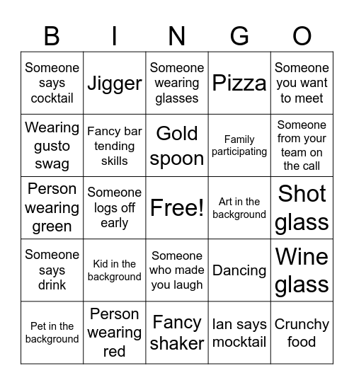 Happy Hour with A&I Bingo Card