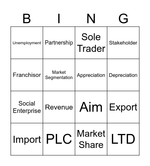 Business Bingo Card